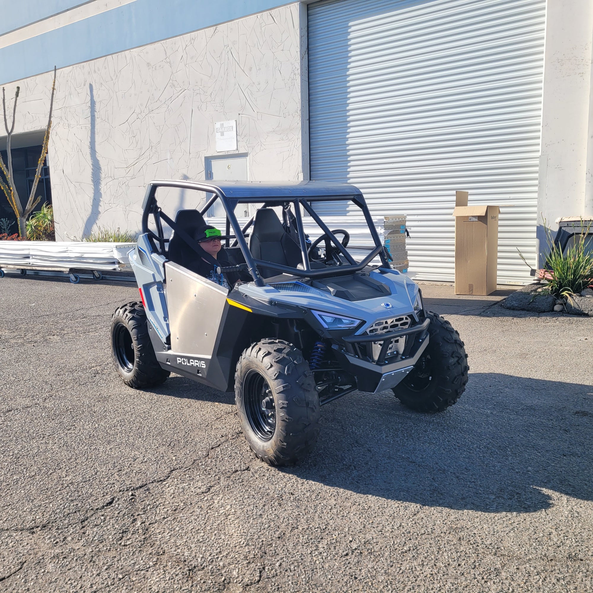 Polaris RZR 200 front bumper with light tabs, grill, front skid plate