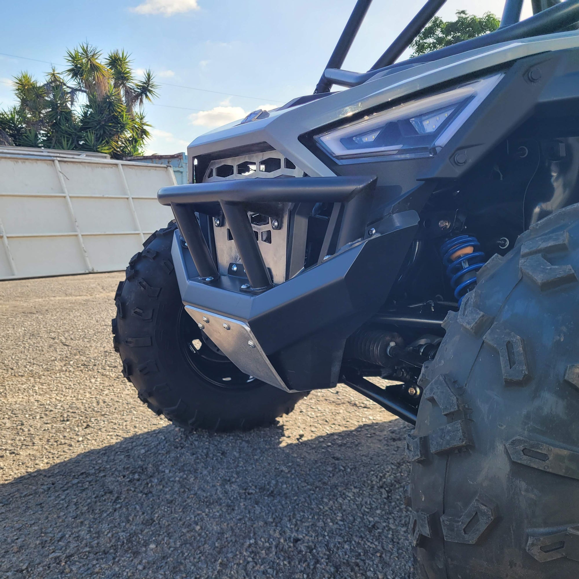 Polaris RZR 200 front bumper with light tabs, grill, front skid plate